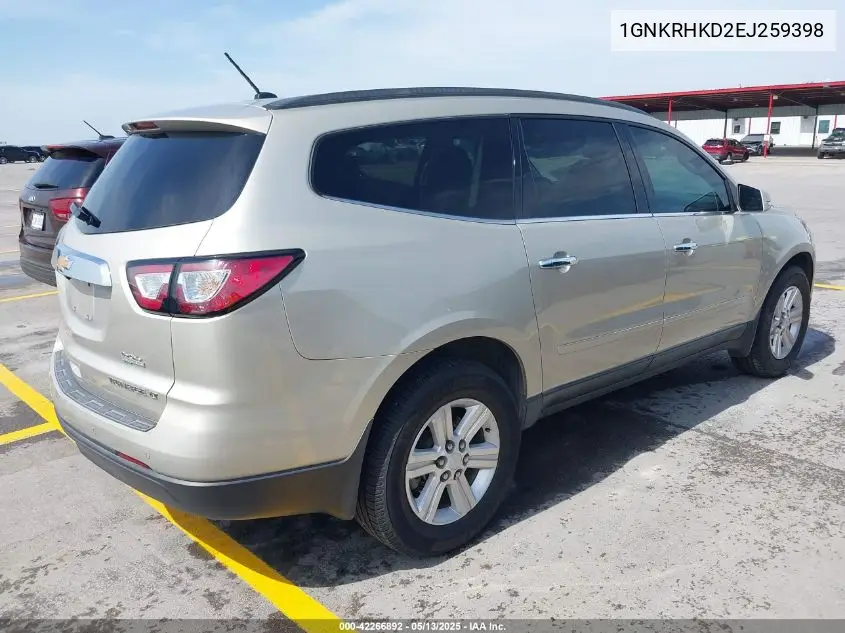 2014 Chevrolet Traverse 2Lt VIN: 1GNKRHKD2EJ259398 Lot: 42266892