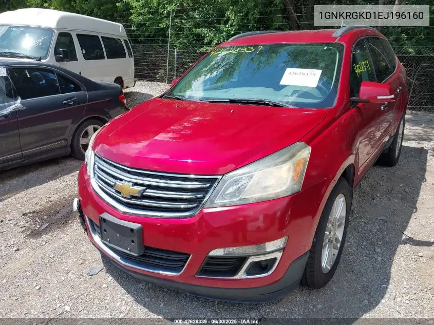 2014 Chevrolet Traverse 1Lt VIN: 1GNKRGKD1EJ196160 Lot: 42628339