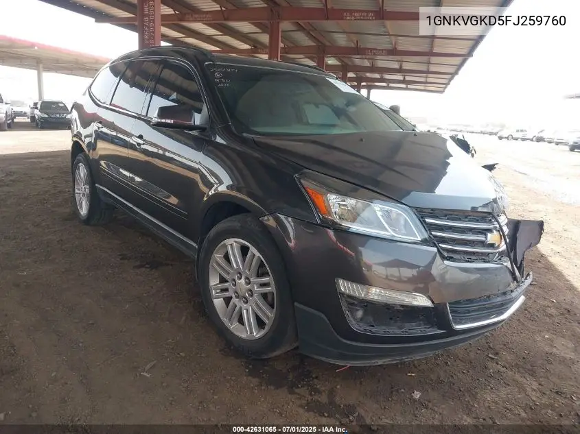 2015 Chevrolet Traverse 1Lt VIN: 1GNKVGKD5FJ259760 Lot: 42631065