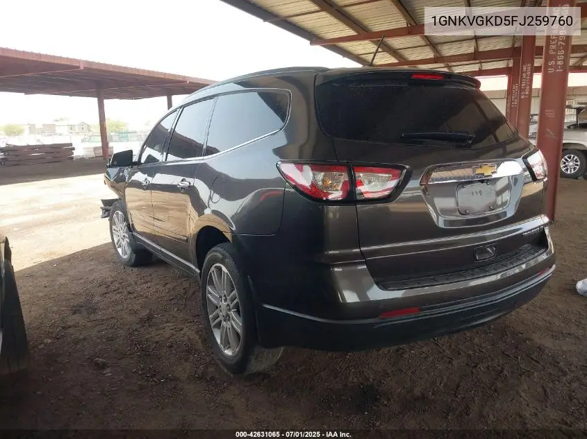 2015 Chevrolet Traverse 1Lt VIN: 1GNKVGKD5FJ259760 Lot: 42631065
