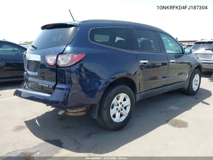 2015 Chevrolet Traverse Ls VIN: 1GNKRFKD4FJ187304 Lot: 42640981
