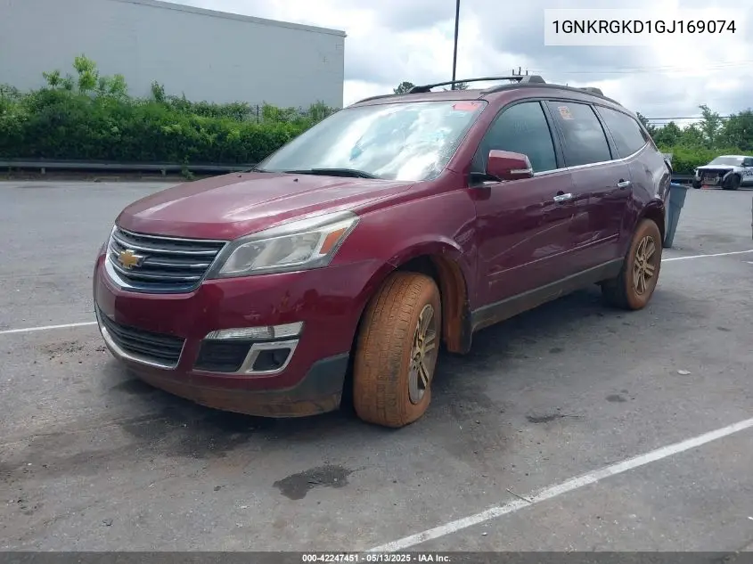 2016 Chevrolet Traverse 1Lt VIN: 1GNKRGKD1GJ169074 Lot: 42247451