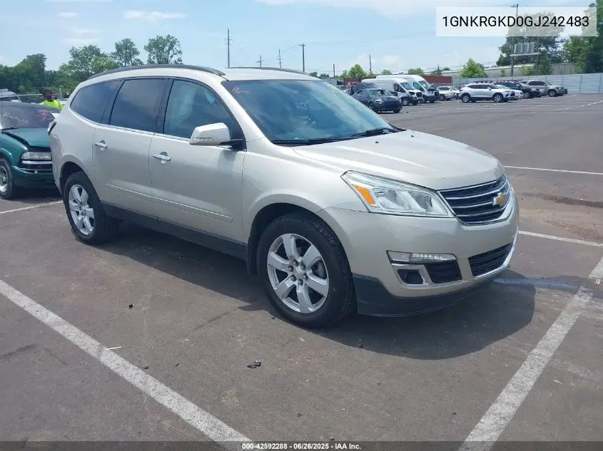 2016 Chevrolet Traverse 1Lt VIN: 1GNKRGKD0GJ242483 Lot: 42592288