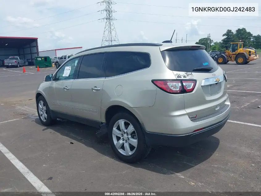 2016 Chevrolet Traverse 1Lt VIN: 1GNKRGKD0GJ242483 Lot: 42592288