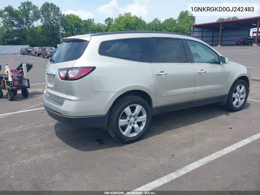 2016 Chevrolet Traverse 1Lt VIN: 1GNKRGKD0GJ242483 Lot: 42592288