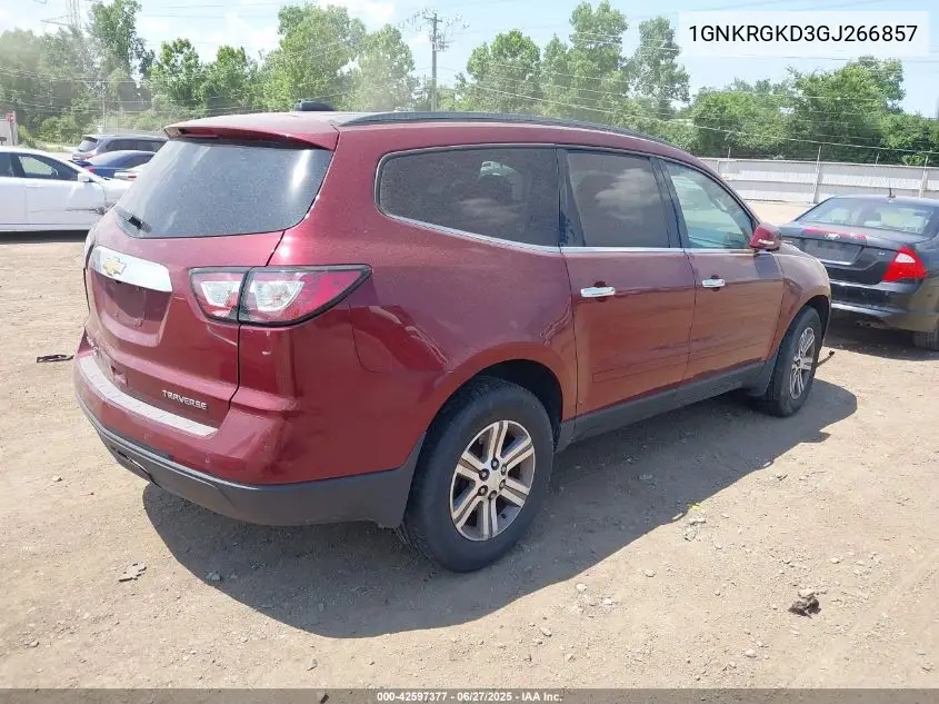 2016 Chevrolet Traverse 1Lt VIN: 1GNKRGKD3GJ266857 Lot: 42597377