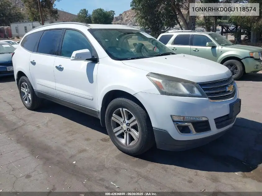 2016 Chevrolet Traverse 2Lt VIN: 1GNKRHKD0GJ118574 Lot: 42636859