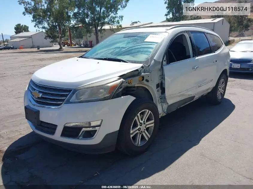 2016 Chevrolet Traverse 2Lt VIN: 1GNKRHKD0GJ118574 Lot: 42636859
