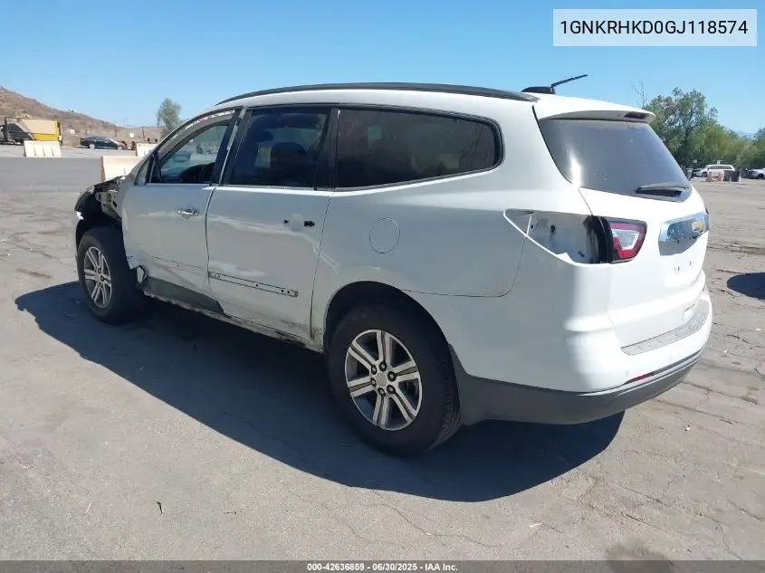 2016 Chevrolet Traverse 2Lt VIN: 1GNKRHKD0GJ118574 Lot: 42636859