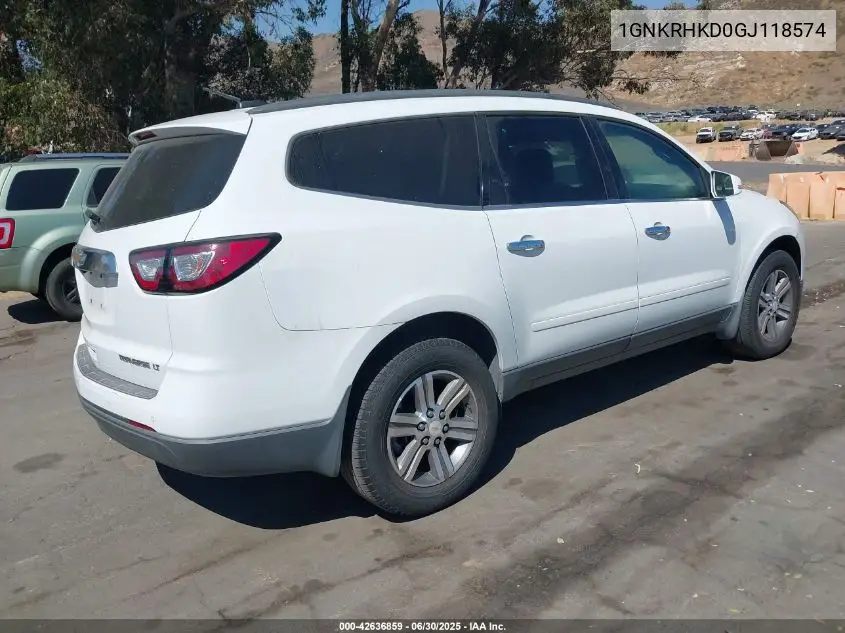 2016 Chevrolet Traverse 2Lt VIN: 1GNKRHKD0GJ118574 Lot: 42636859