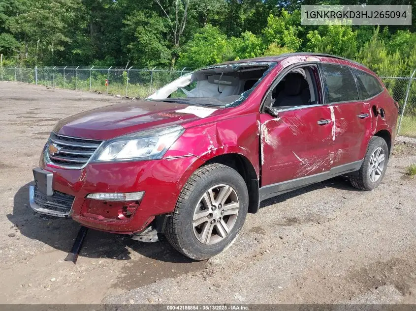 2017 Chevrolet Traverse 1Lt VIN: 1GNKRGKD3HJ265094 Lot: 42186854
