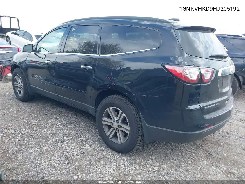 2017 Chevrolet Traverse 2Lt VIN: 1GNKVHKD9HJ205192 Lot: 42260457