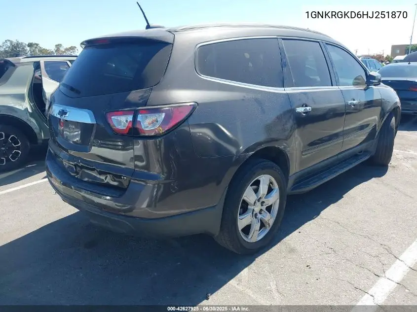 2017 Chevrolet Traverse 1Lt VIN: 1GNKRGKD6HJ251870 Lot: 42627925