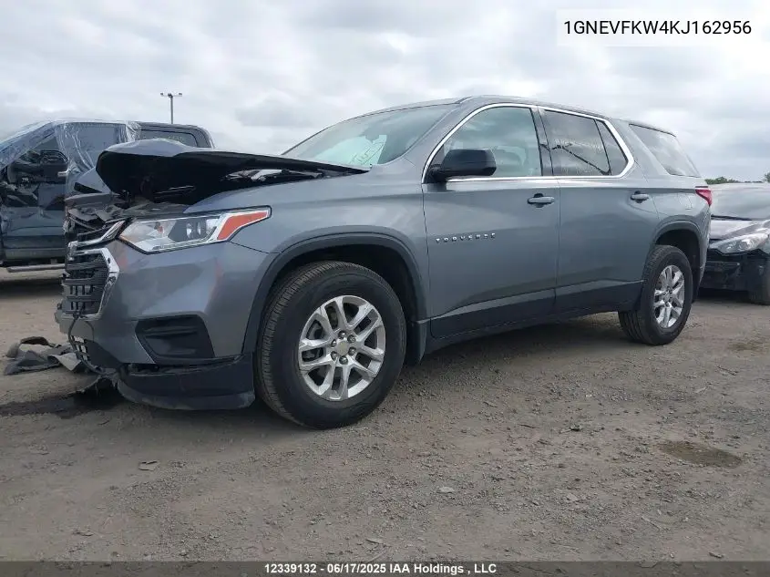 2019 Chevrolet Traverse Ls VIN: 1GNEVFKW4KJ162956 Lot: 12339132