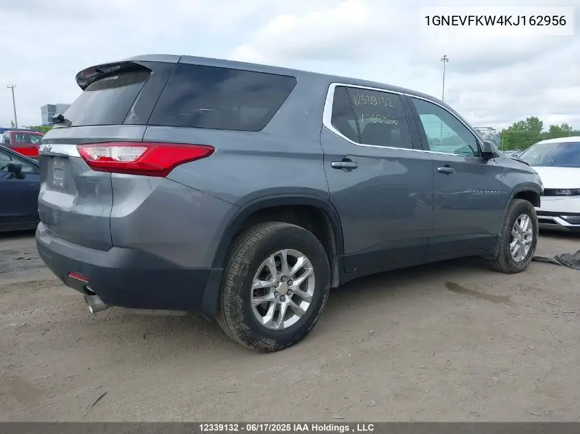 2019 Chevrolet Traverse Ls VIN: 1GNEVFKW4KJ162956 Lot: 12339132