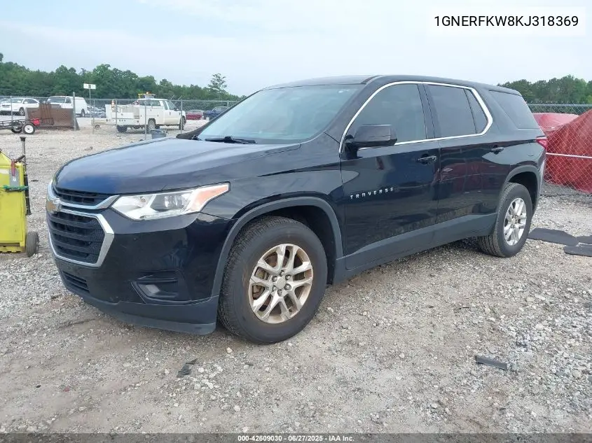 2019 Chevrolet Traverse Ls VIN: 1GNERFKW8KJ318369 Lot: 42609030