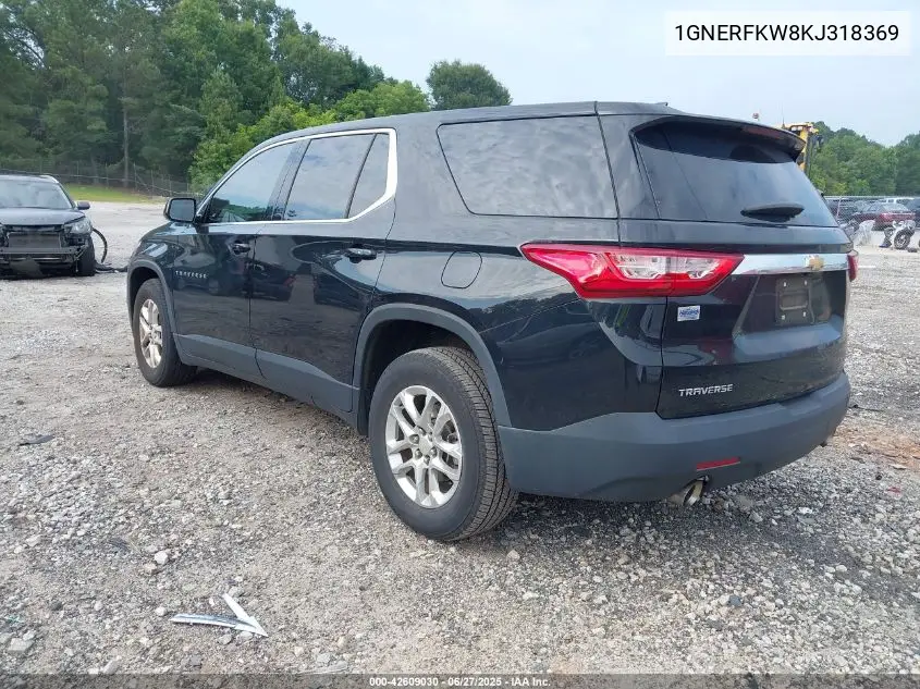 2019 Chevrolet Traverse Ls VIN: 1GNERFKW8KJ318369 Lot: 42609030