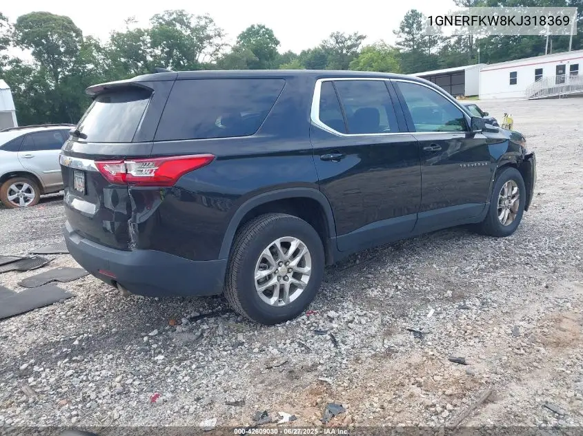 2019 Chevrolet Traverse Ls VIN: 1GNERFKW8KJ318369 Lot: 42609030