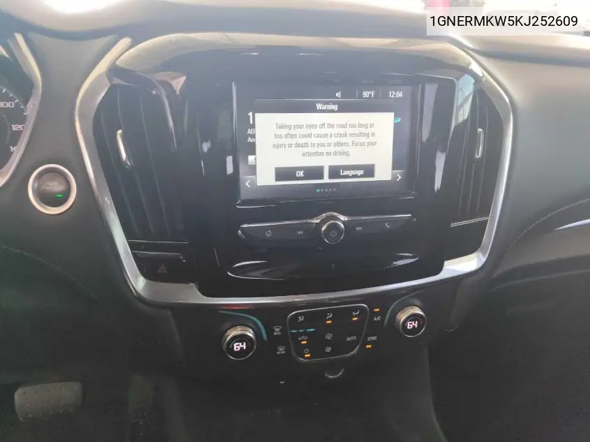2019 Chevrolet Traverse Lt VIN: 1GNERMKW5KJ252609 Lot: 42616724