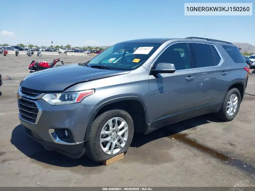 2019 Chevrolet Traverse 1Lt VIN: 1GNERGKW3KJ150260 Lot: 42630621