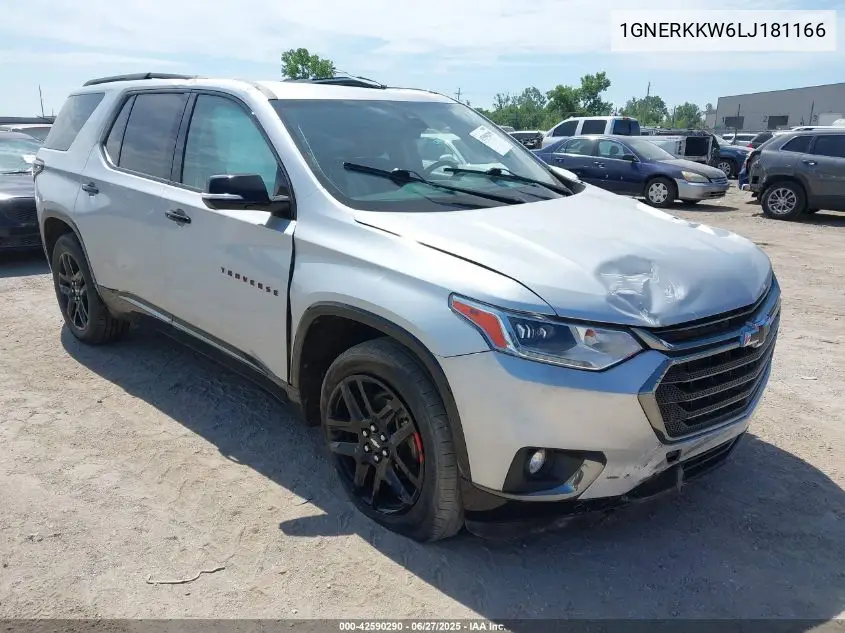 2020 Chevrolet Traverse Fwd Premier VIN: 1GNERKKW6LJ181166 Lot: 42590290