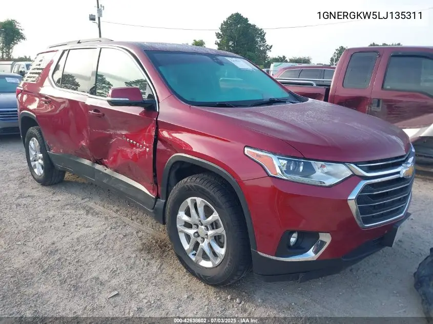 2020 Chevrolet Traverse Fwd Lt Cloth VIN: 1GNERGKW5LJ135311 Lot: 42638602