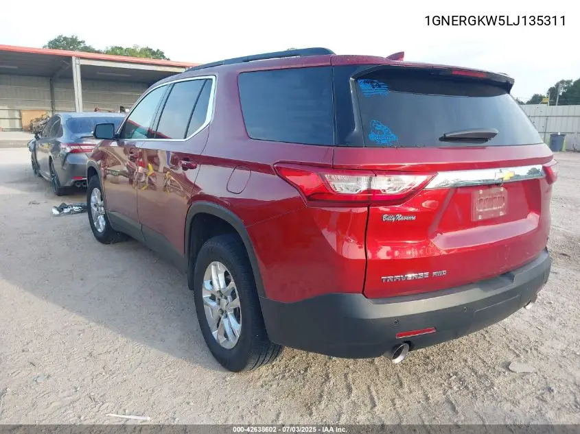 2020 Chevrolet Traverse Fwd Lt Cloth VIN: 1GNERGKW5LJ135311 Lot: 42638602