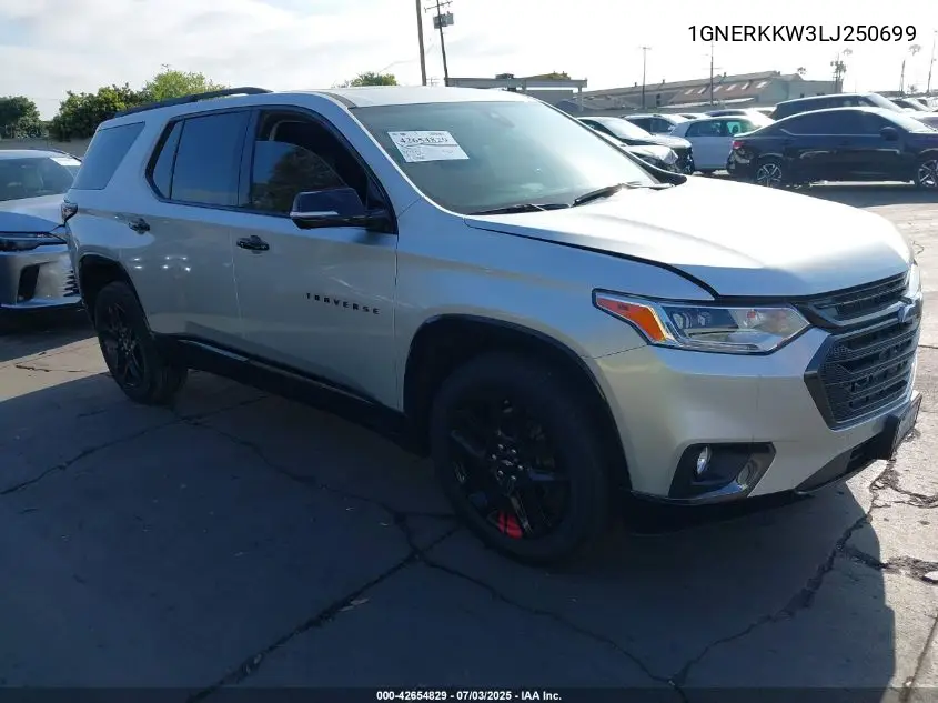 2020 Chevrolet Traverse Fwd Premier VIN: 1GNERKKW3LJ250699 Lot: 42654829