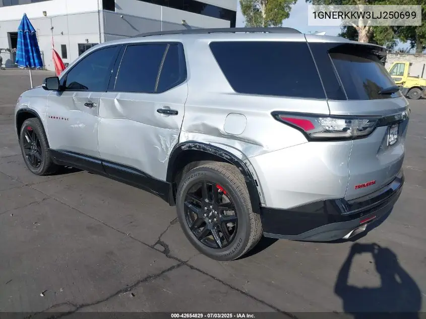 2020 Chevrolet Traverse Fwd Premier VIN: 1GNERKKW3LJ250699 Lot: 42654829