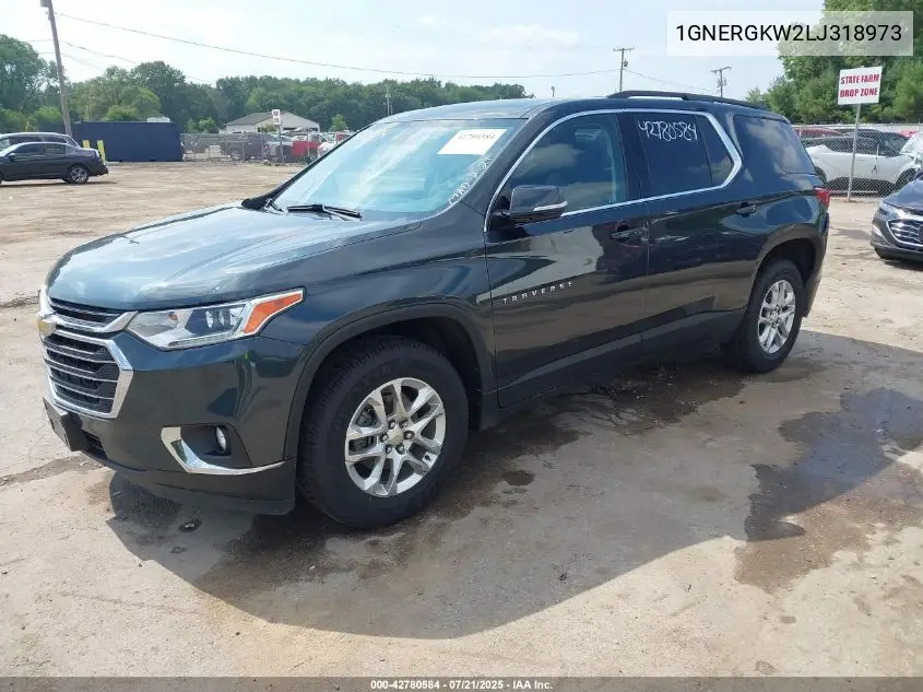 2020 Chevrolet Traverse Fwd Lt Cloth VIN: 1GNERGKW2LJ318973 Lot: 42780584