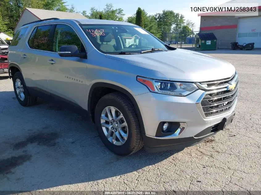 2021 Chevrolet Traverse Awd Lt Cloth VIN: 1GNEVGKW1MJ258343 Lot: 42573810