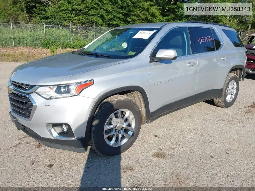 2021 Chevrolet Traverse Awd Lt Cloth VIN: 1GNEVGKW1MJ258343 Lot: 42573810