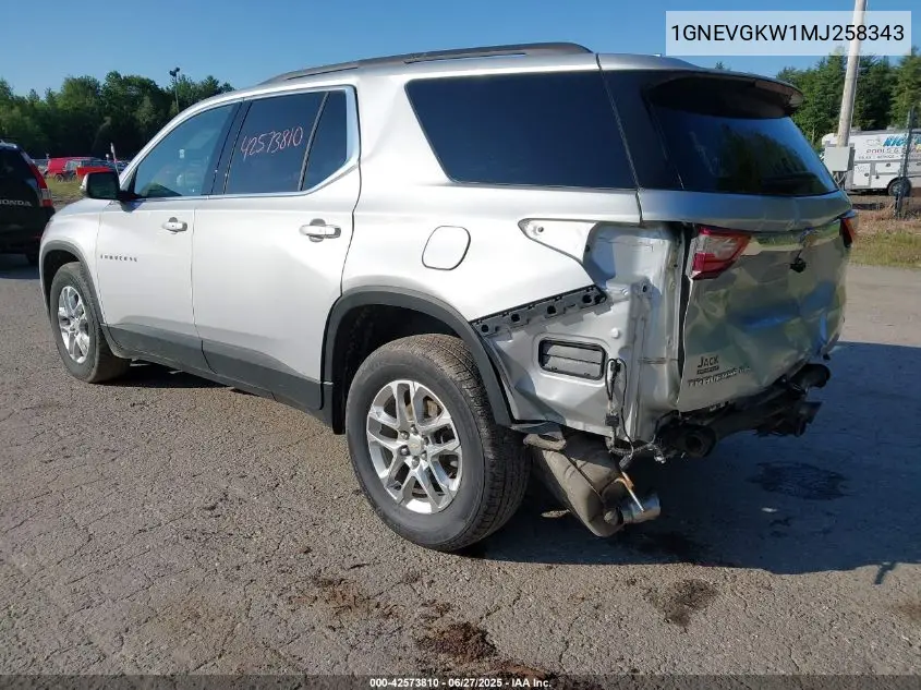 2021 Chevrolet Traverse Awd Lt Cloth VIN: 1GNEVGKW1MJ258343 Lot: 42573810