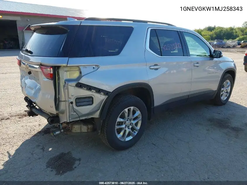 2021 Chevrolet Traverse Awd Lt Cloth VIN: 1GNEVGKW1MJ258343 Lot: 42573810