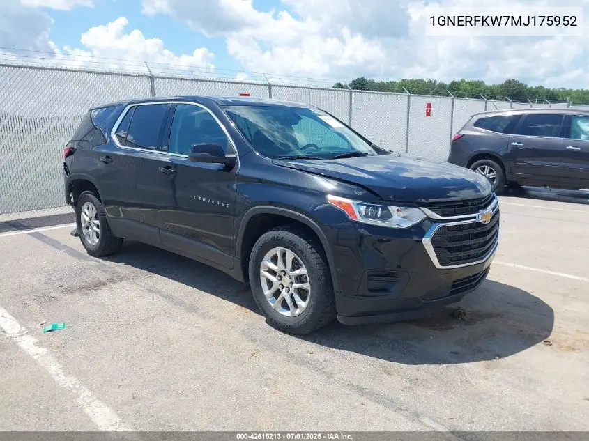 2021 Chevrolet Traverse Ls VIN: 1GNERFKW7MJ175952 Lot: 42615213