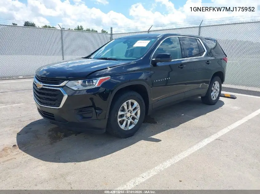 2021 Chevrolet Traverse Ls VIN: 1GNERFKW7MJ175952 Lot: 42615213
