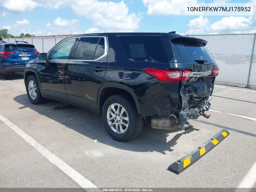 2021 Chevrolet Traverse Ls VIN: 1GNERFKW7MJ175952 Lot: 42615213