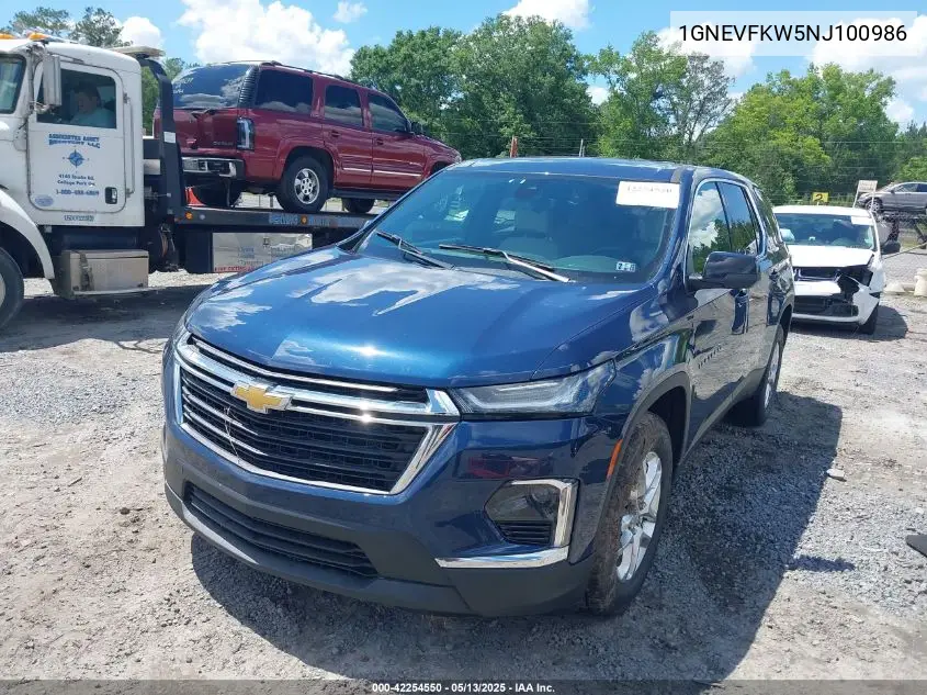 2022 Chevrolet Traverse Awd Ls VIN: 1GNEVFKW5NJ100986 Lot: 42254550
