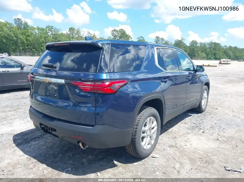 2022 Chevrolet Traverse Awd Ls VIN: 1GNEVFKW5NJ100986 Lot: 42254550