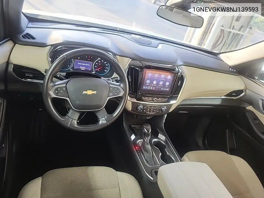 2022 Chevrolet Traverse Lt VIN: 1GNEVGKW8NJ139593 Lot: 42620034
