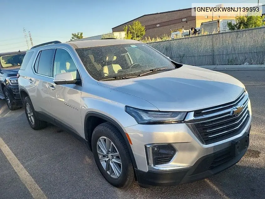 2022 Chevrolet Traverse Lt VIN: 1GNEVGKW8NJ139593 Lot: 42620034