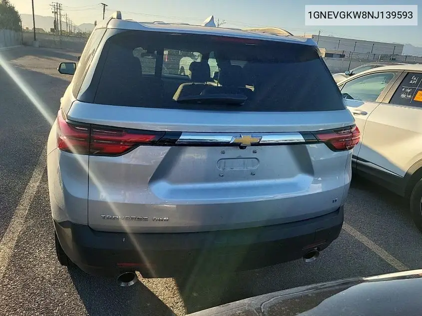 2022 Chevrolet Traverse Lt VIN: 1GNEVGKW8NJ139593 Lot: 42620034