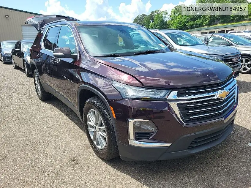 2022 Chevrolet Traverse Lt VIN: 1GNERGKW8NJ184957 Lot: 42621025