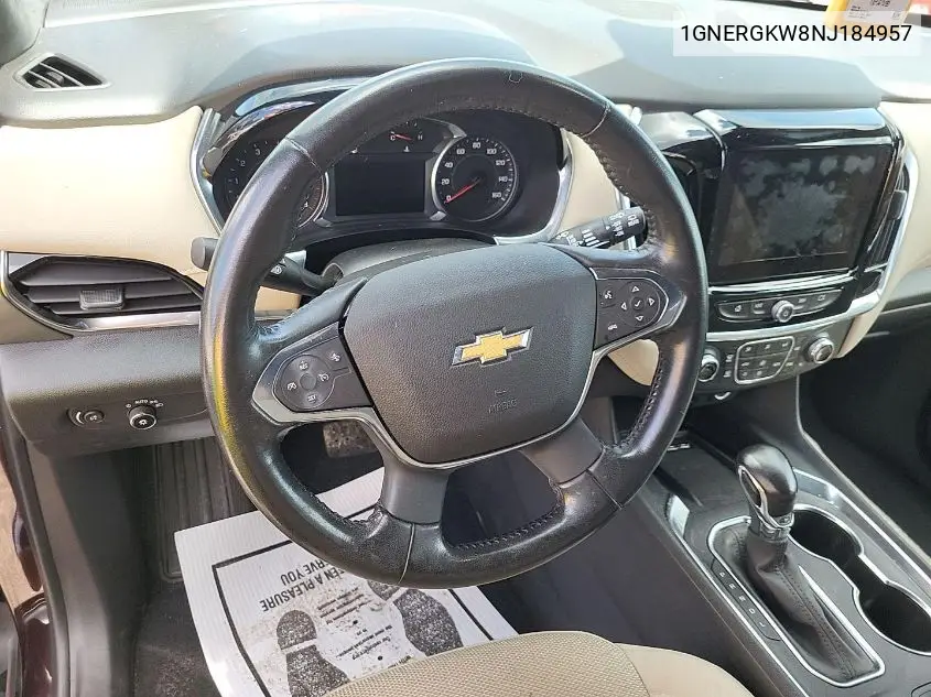 2022 Chevrolet Traverse Lt VIN: 1GNERGKW8NJ184957 Lot: 42621025