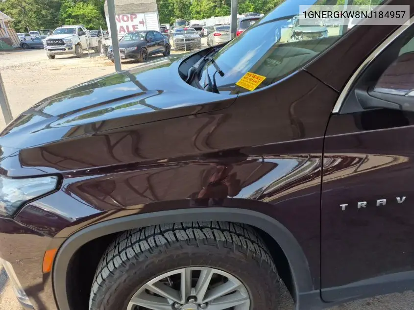 2022 Chevrolet Traverse Lt VIN: 1GNERGKW8NJ184957 Lot: 42621025
