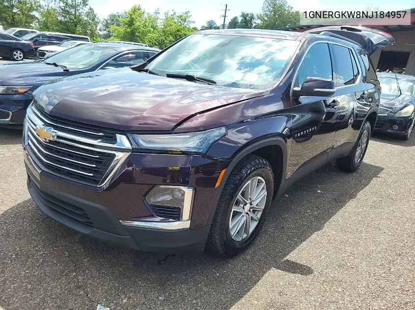 2022 Chevrolet Traverse Lt VIN: 1GNERGKW8NJ184957 Lot: 42621025