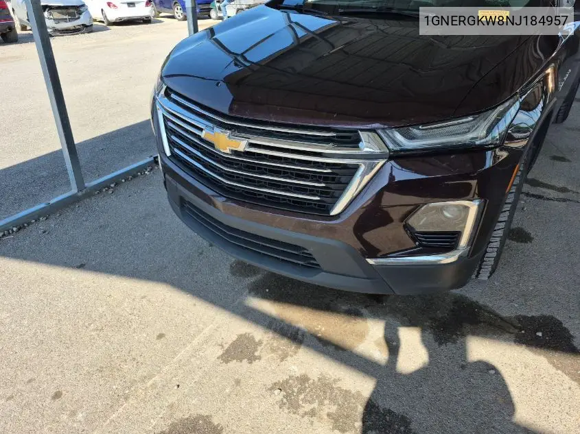2022 Chevrolet Traverse Lt VIN: 1GNERGKW8NJ184957 Lot: 42621025