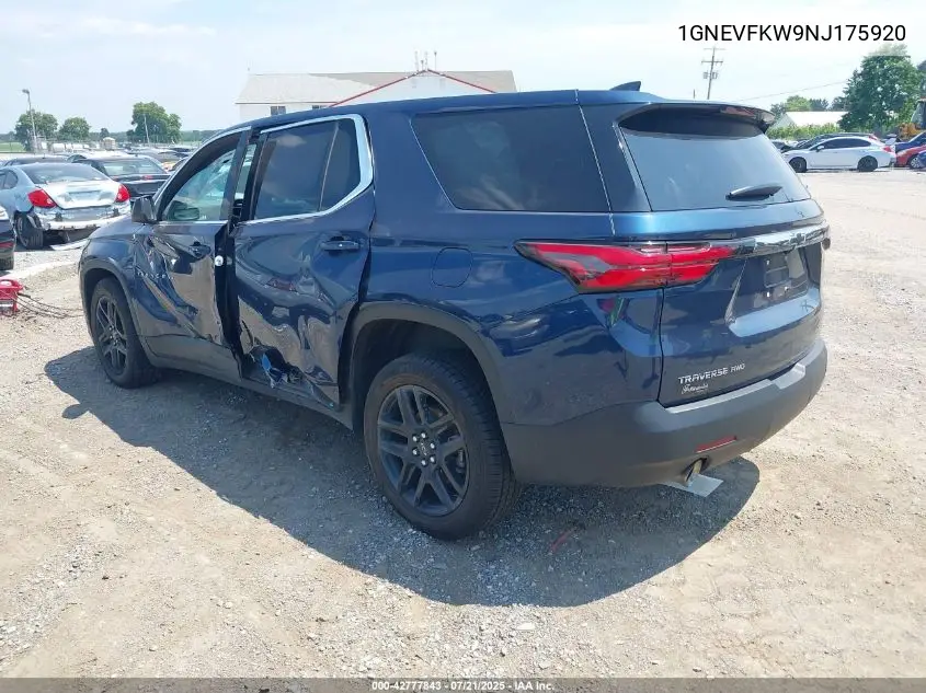 2022 Chevrolet Traverse Awd Ls VIN: 1GNEVFKW9NJ175920 Lot: 42777843
