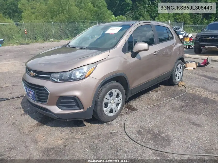 2018 Chevrolet Trax Ls VIN: 3GNCJKSB6JL308449 Lot: 42606136