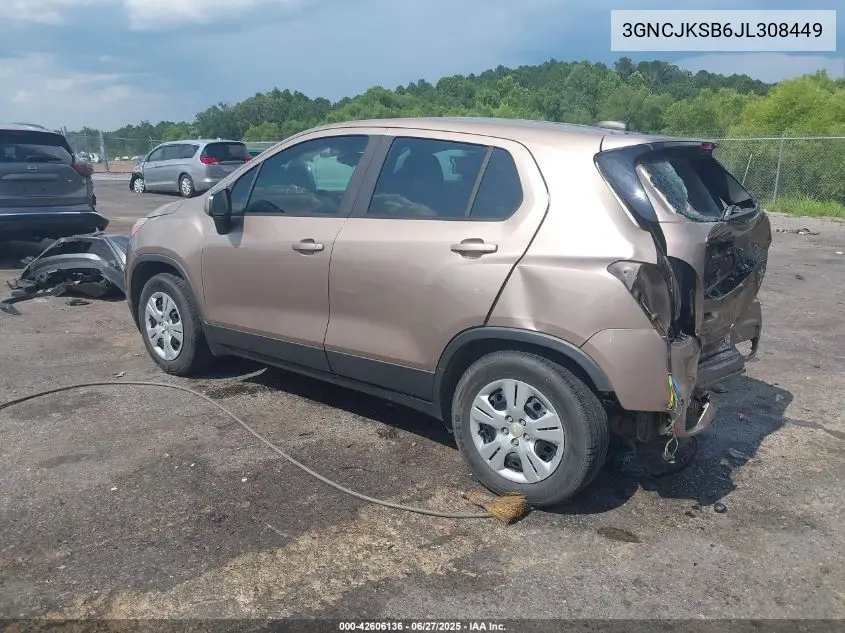 2018 Chevrolet Trax Ls VIN: 3GNCJKSB6JL308449 Lot: 42606136